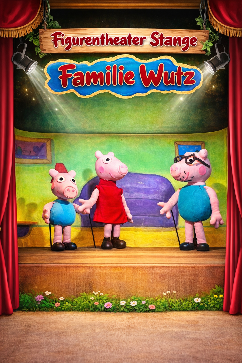 Puppentheater. Familie Wutz
